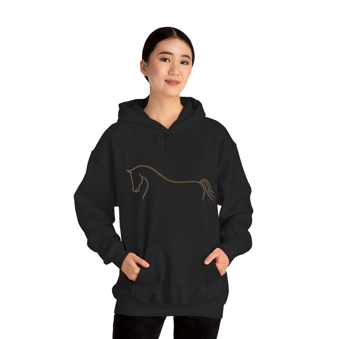 Horse Art Hoodie — Blindfolded Horses Graphic Pullover | Winter Drop