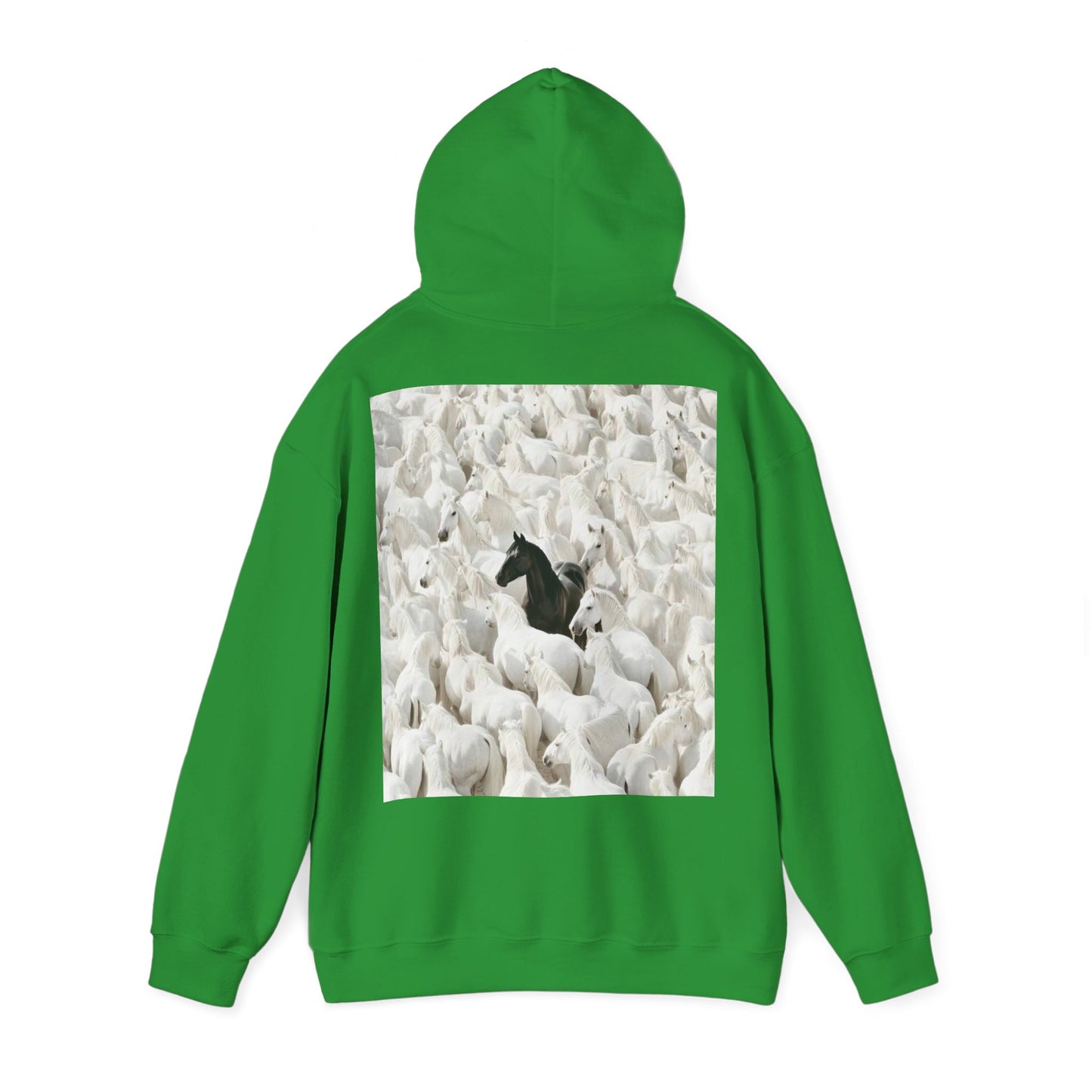 Hoodie – 'Stand Out' Black Horse Among White Sheep Graphic Hoodie