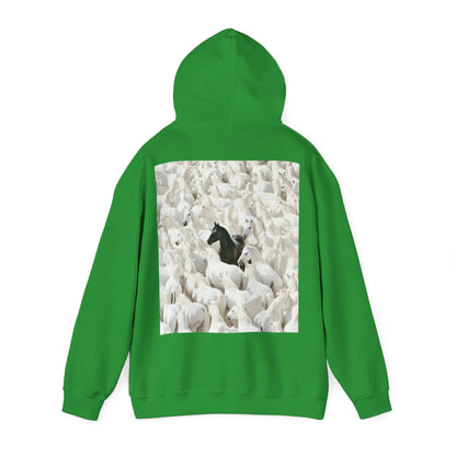 Hoodie – 'Stand Out' Black Horse Among White Sheep Graphic Hoodie