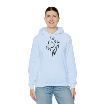 Horse & Sports Car Hoodie — Minimal Horse Head Front | Horse on Red Car Back | Winter Drop
