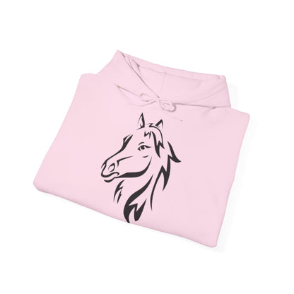 Horse & Sports Car Hoodie — Minimal Horse Head Front | Horse on Red Car Back | Winter Drop