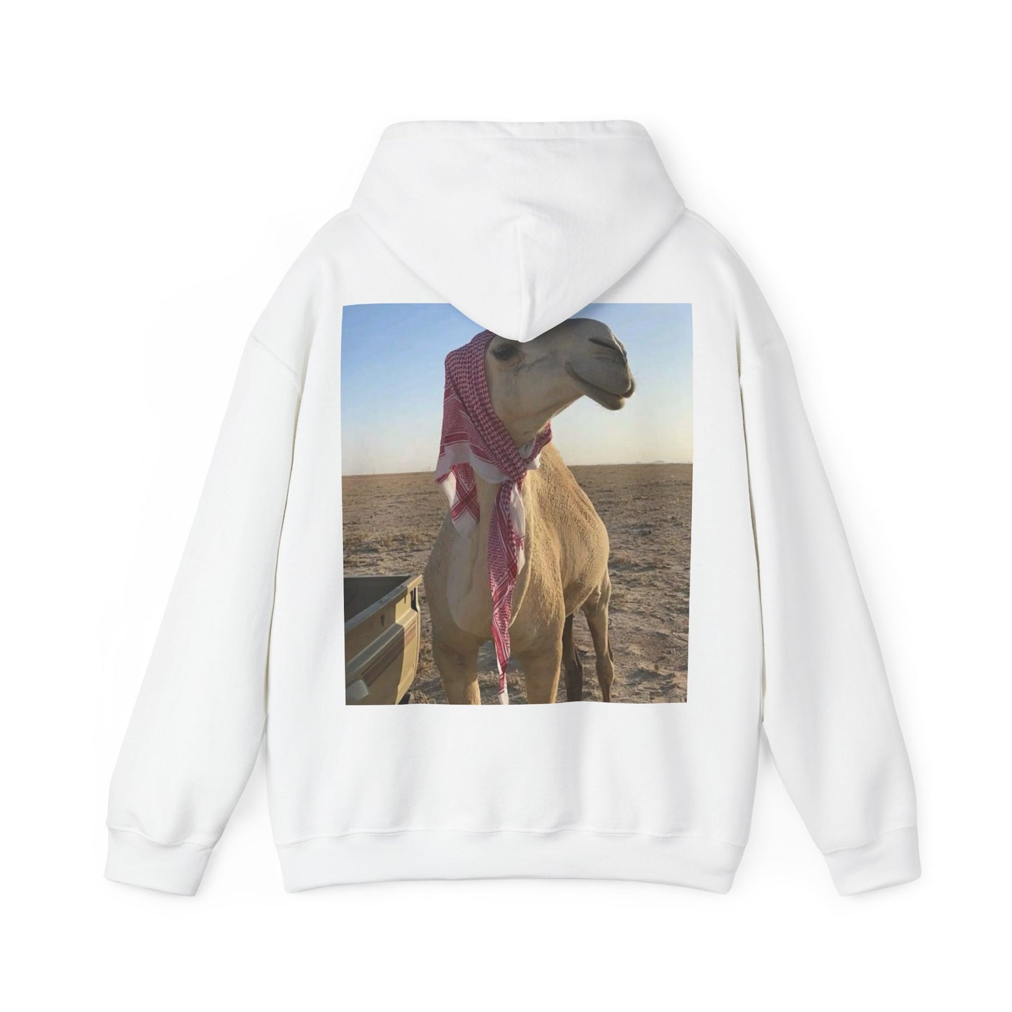 Camel Photo Hoodie - 'I adore you' Minimal Front Script, Desert Travel Vibe