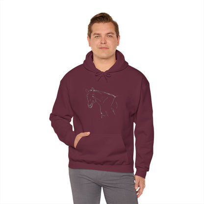 Horse Portrait Hoodie — White Horse with Red Blindfold Graphic | Winter Drop