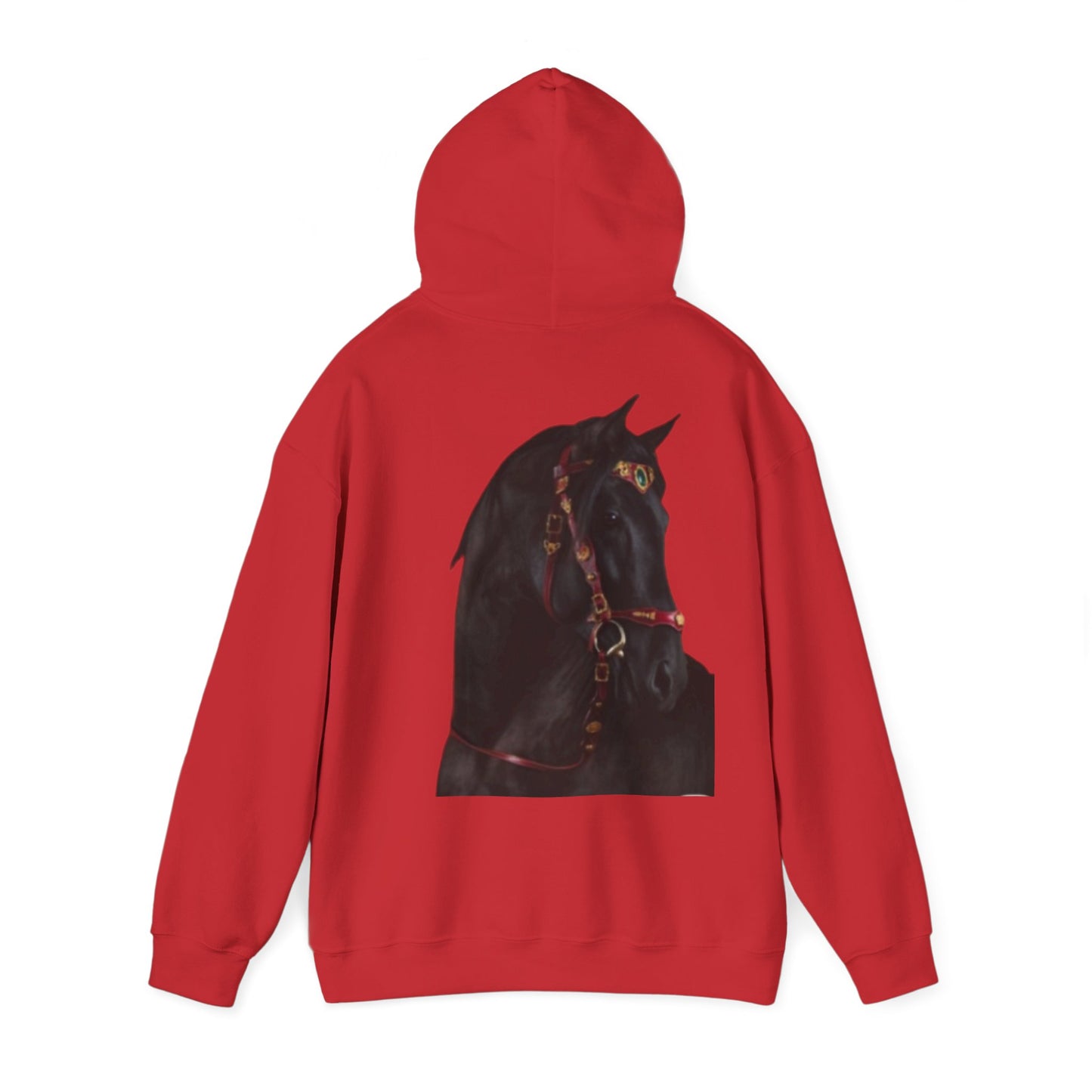 Black Stallion Horse Hoodie – Back Print | Winter Drop