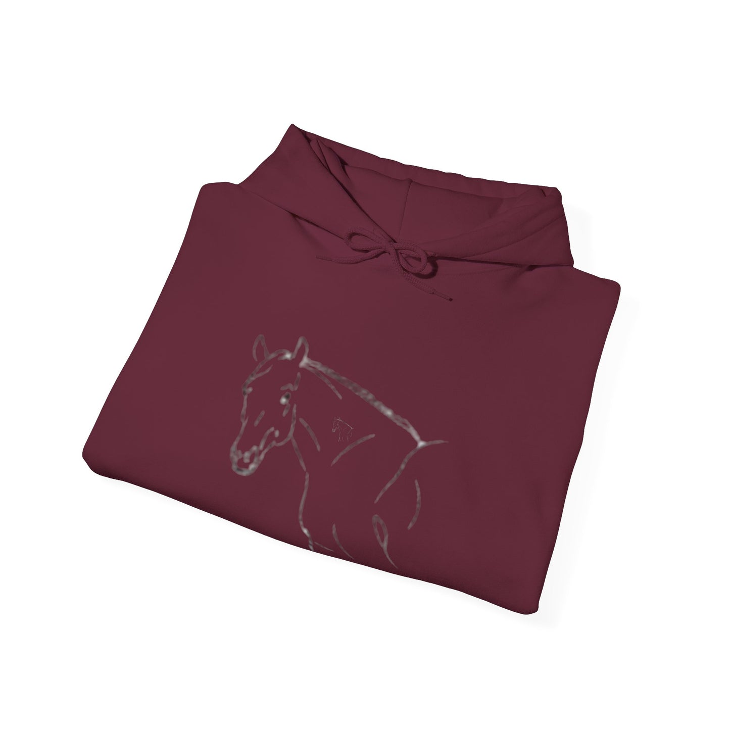 Horse Portrait Hoodie — White Horse with Red Blindfold Graphic | Winter Drop