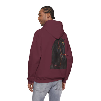 Black Stallion Horse Hoodie – Back Print | Winter Drop