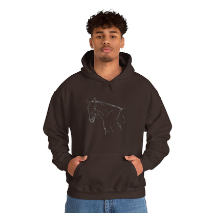 Horse Portrait Hoodie — White Horse with Red Blindfold Graphic | Winter Drop