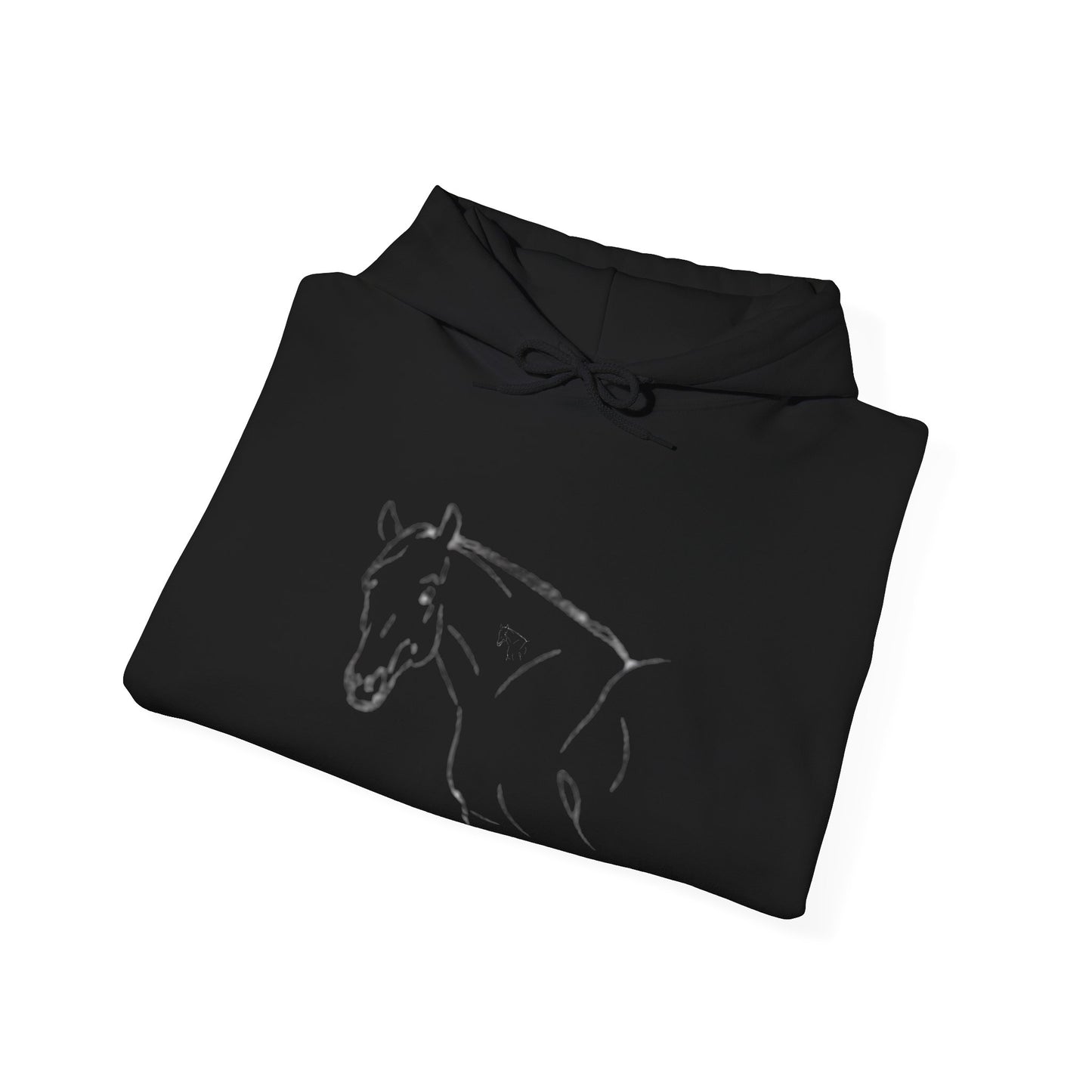 Horse Portrait Hoodie — White Horse with Red Blindfold Graphic | Winter Drop
