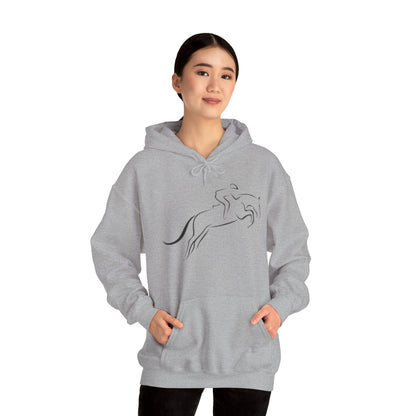 Horse Hoodie — Minimal Line Art Front & Black‑White Photo Back | Winter Drop