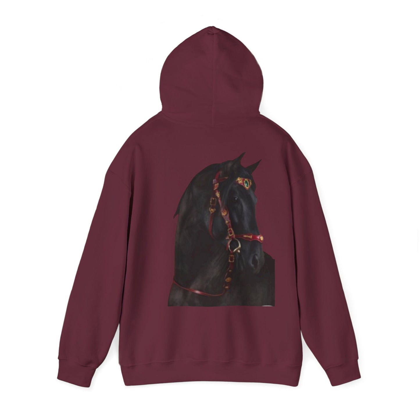 Black Stallion Horse Hoodie – Back Print | Winter Drop