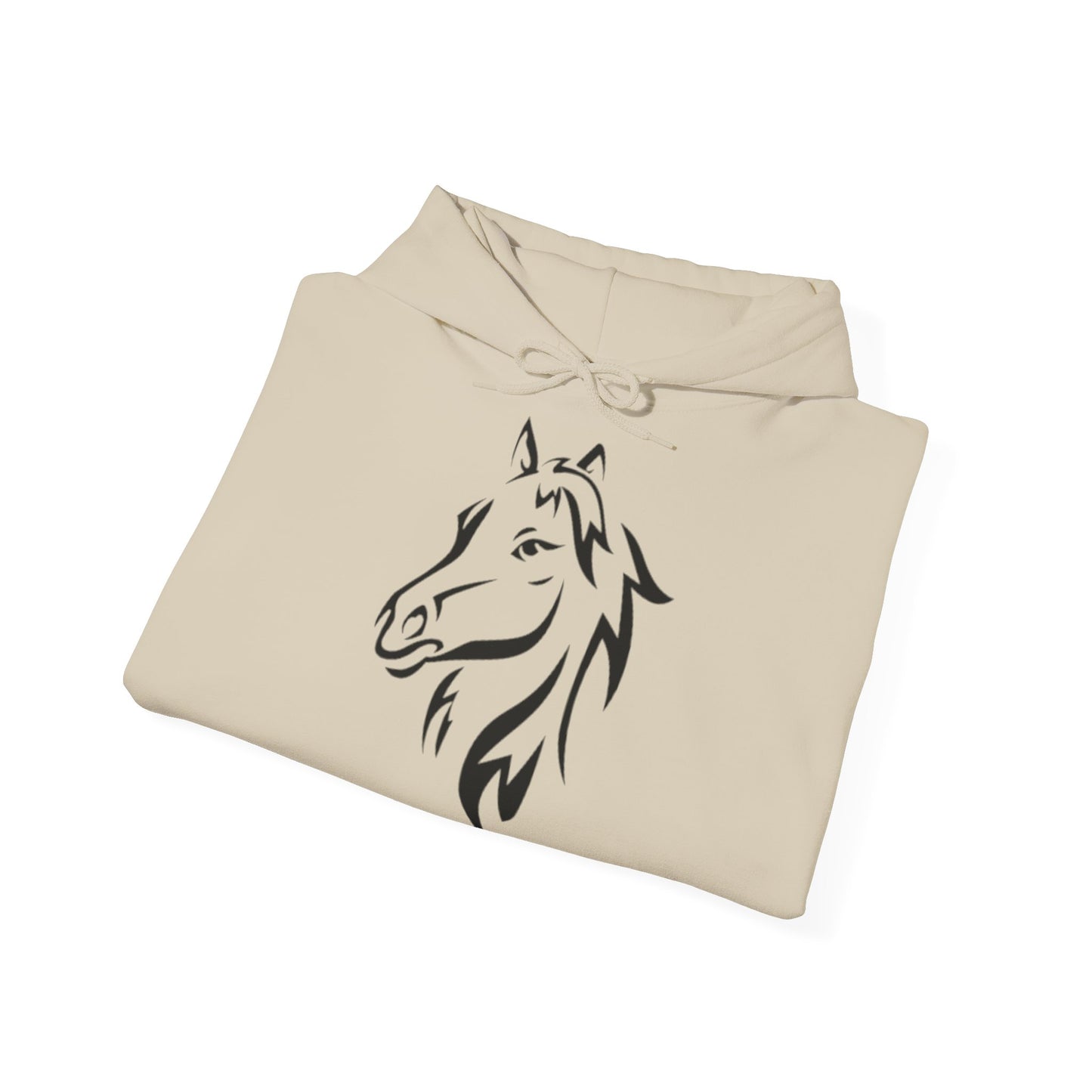 Horse & Sports Car Hoodie — Minimal Horse Head Front | Horse on Red Car Back | Winter Drop