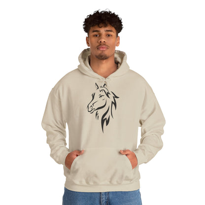 Horse & Sports Car Hoodie — Minimal Horse Head Front | Horse on Red Car Back | Winter Drop