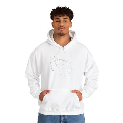 Horse Portrait Hoodie — White Horse with Red Blindfold Graphic | Winter Drop