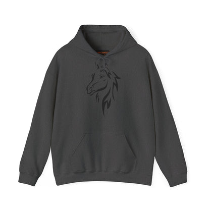Horse & Sports Car Hoodie — Minimal Horse Head Front | Horse on Red Car Back | Winter Drop