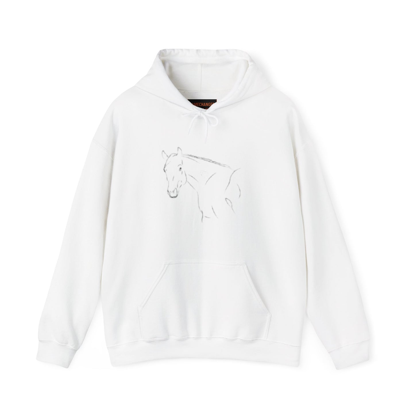 Horse Portrait Hoodie — White Horse with Red Blindfold Graphic | Winter Drop