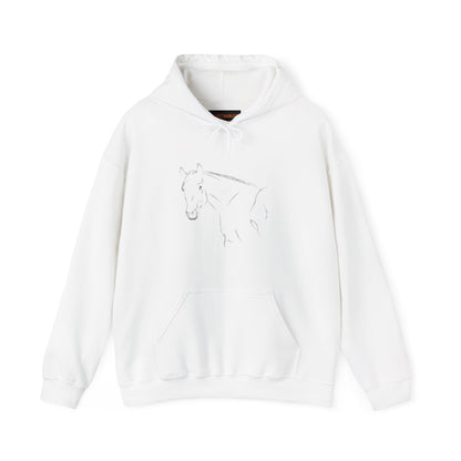 Horse Portrait Hoodie — White Horse with Red Blindfold Graphic | Winter Drop