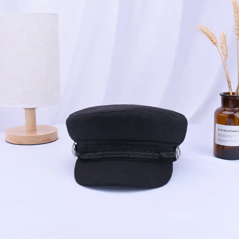 Casual Navy Cap, Flat Cap, Vintage Wool Hat