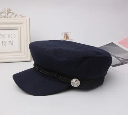 Casual Navy Cap, Flat Cap, Vintage Wool Hat
