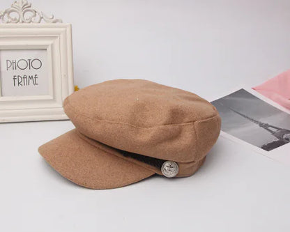 Casual Navy Cap, Flat Cap, Vintage Wool Hat